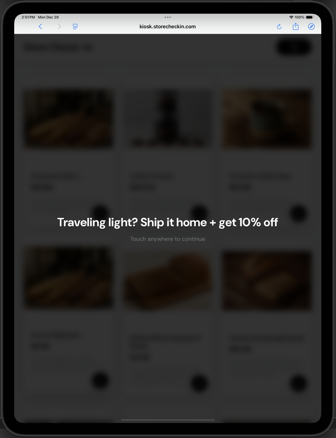Kiosk prompt offering to ship items home with a discount